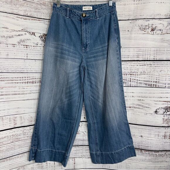 Salt + Soul jeans Womens Size Small High Rise Wide slouchy Leg Blue Cropped Boho - Picture 2 of 10